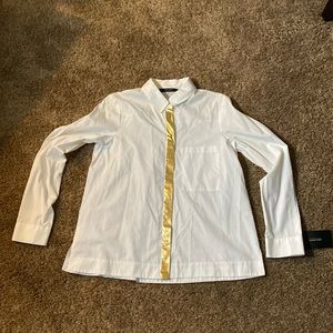 Zara | NWT White Button Down Shirt w/ Gold Stripes